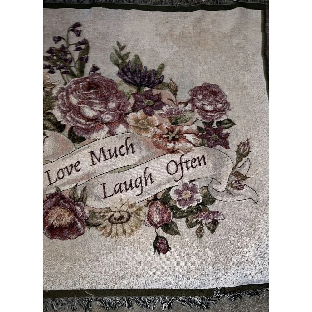 Tapestry Throw Blanket Live Well Love Much Laugh Often 50 X 65 Floral Purples